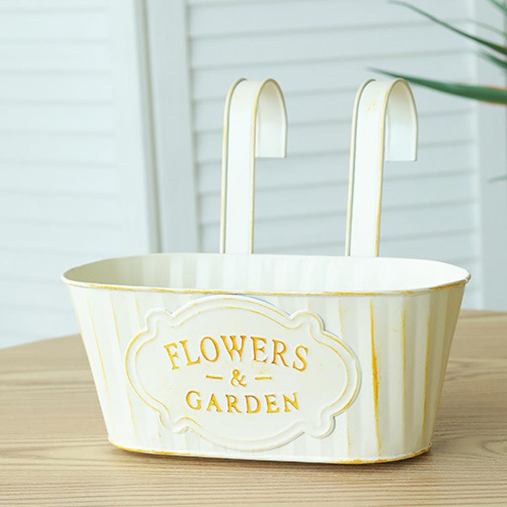 Privacy Fence Pot Hanging Flower Pots Gardening Supplies Metal Iron Hanging Planter Railing Pot Artificial Plant