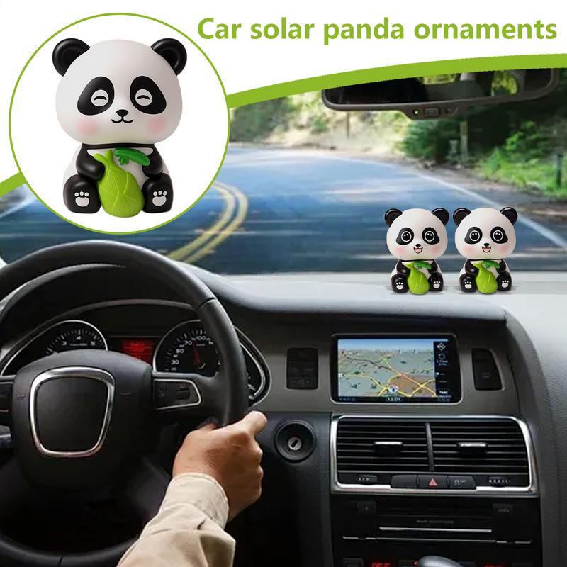 Panda Bobblehead Dashboard Decorations Cute Car Dashboard Panda Solar Powered Bobble Head Decorations  Auto Interior Ornaments
