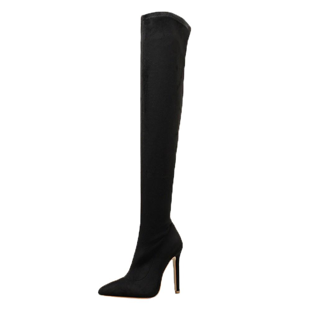 Botas de invierno zapatos de mujer sobre la rodilla puntiaguda de punta larga  tubo botas club nocturno comprar a buen precio — entrega gratuita, reseñas  reales con fotos — Joom