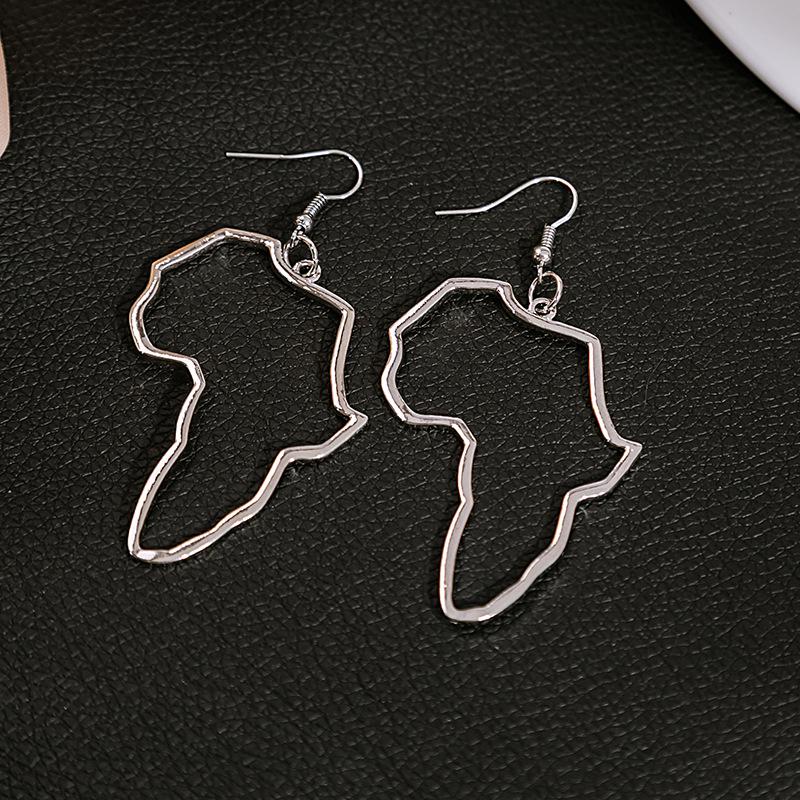 

Креативные серьги-подвески неправильной формы в виде карты Африки: Преувеличенный полый дизайн, европейская и американская мода