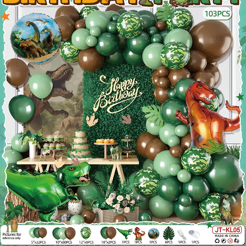 Dinosaurier Geburtstags-Szenendekoration für Kinder - Ballons und Party-Atmosphären-Set für Jungen und Mädchen
