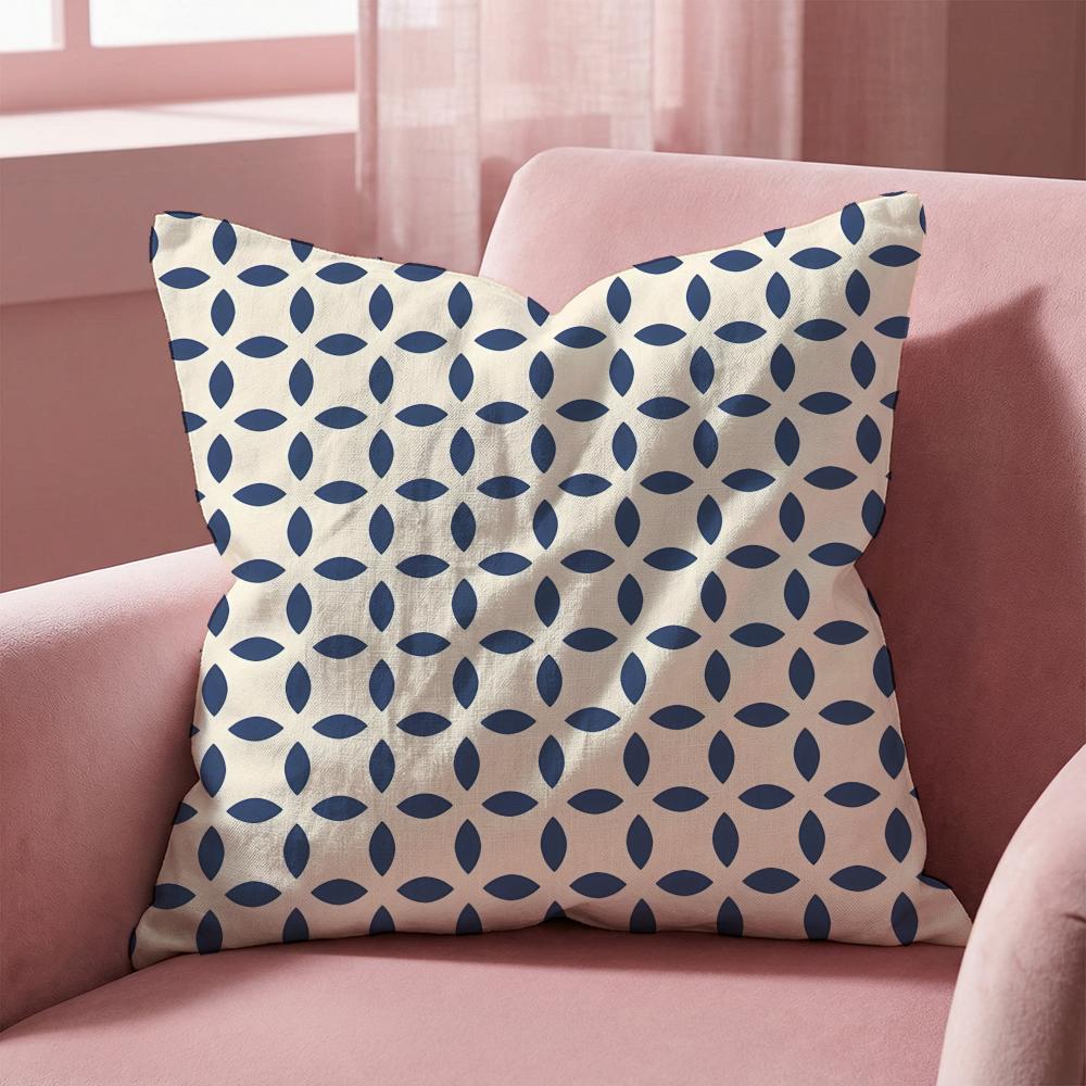 Geometric Ink Blue Cushion Cover Multi-Scene Pillow Cover for Home & Car - Reversible, Soft & Durable for Daily Use