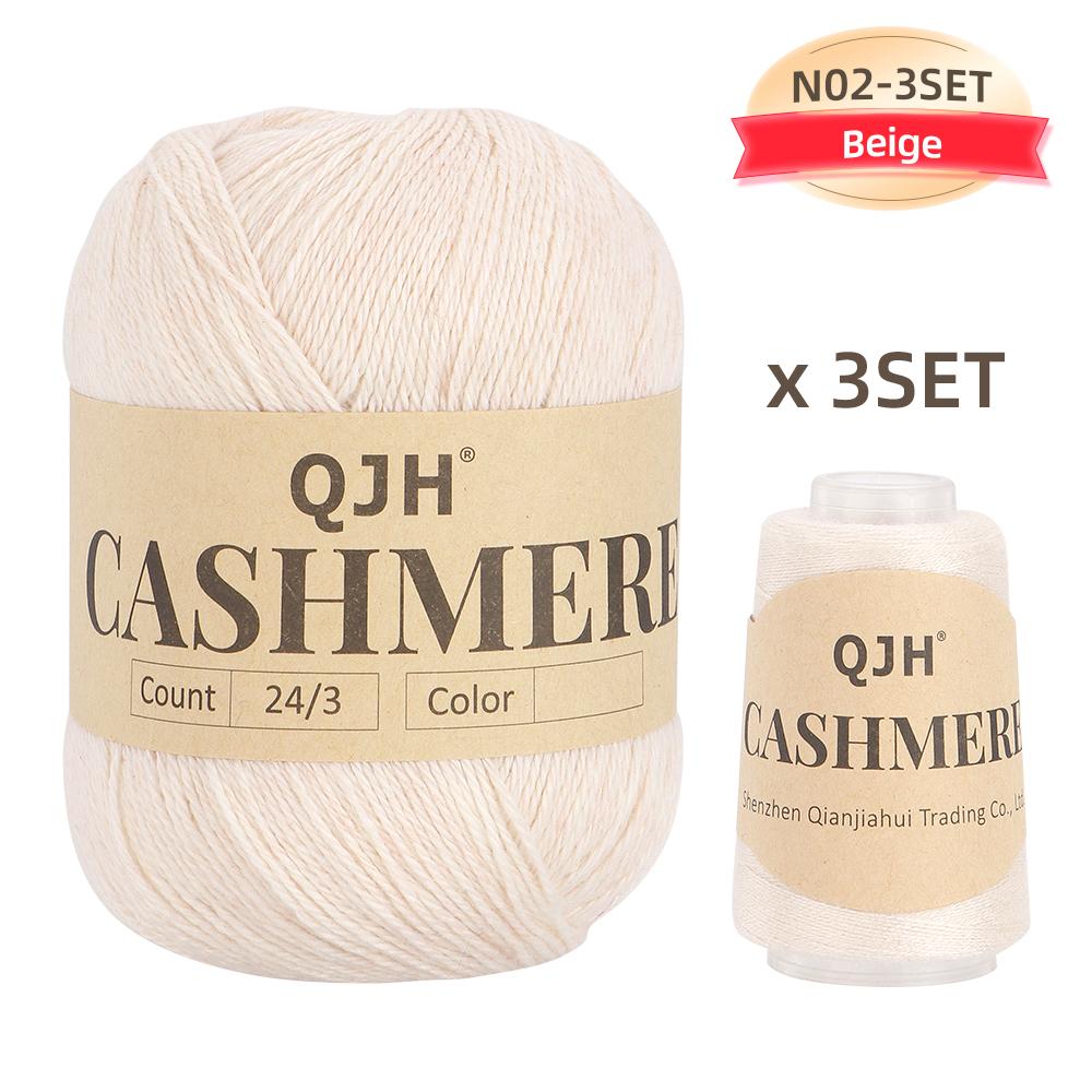 Premium Cashmere Yarn Bundle - Soft, 3 Big & 3 Small Luxurious Knitting & Crochet Yarn Thread for Sweaters, Scarves, Hats, Shawl