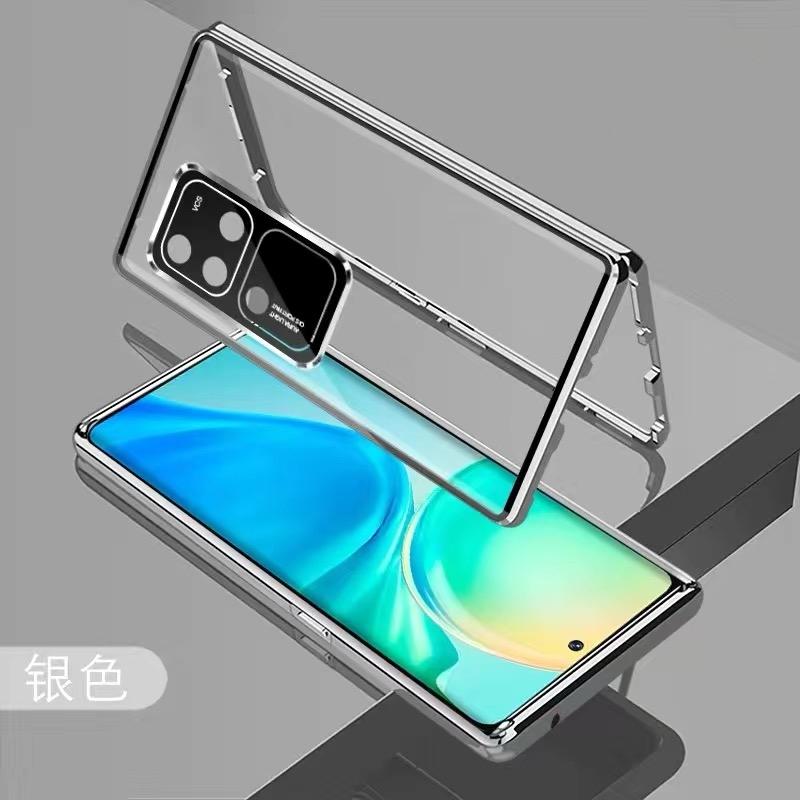 360 Full Case For Vivo V30 Pro 5G Case Double Sided Magnetic Adsorption Metal Tempering Glass Protection Phone Cover Bumper
