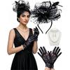 Fascinators Hat for Women Tea Party Fascinator Headband with Gloves Tea Party Accessories for Ladies