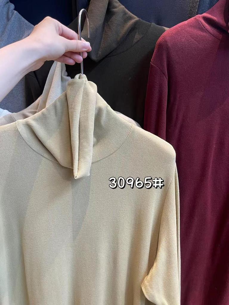 Damski T-shirt z polaru z wysokim dekoltem w dużym rozmiarze – Koreański zimowy styl casual (30965)