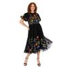 Maya Deluxe Womens/Ladies Floral Crew Neck Puff Sleeve Midi Dress