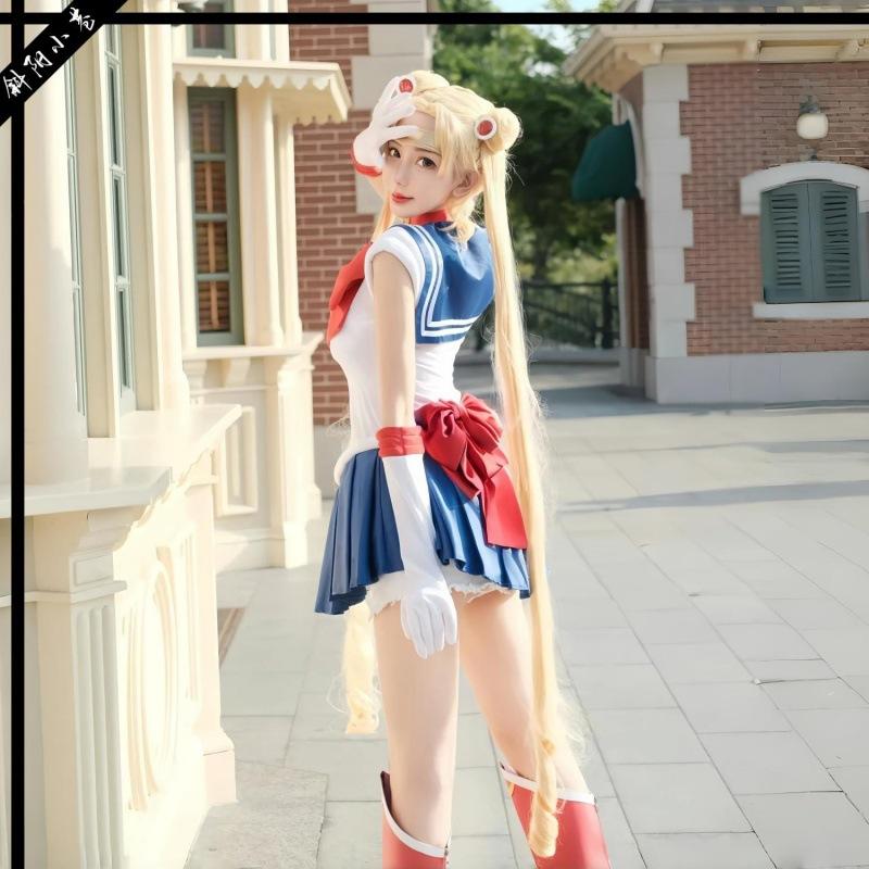 Anime Sailor Moon Cosplay Costume Tsukino Usagi Uniform Dress Outfits Wig Role Play for Women Girls Carnival Party Set