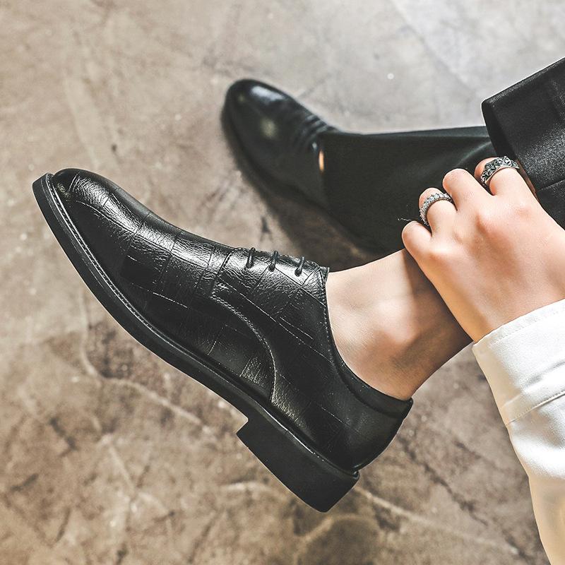 Spring And Autumn Plaid Pattern Casual Korean Version Trendy British Men'S Genuine Leather Business Dress Leather Shoes With Suit 66773-J