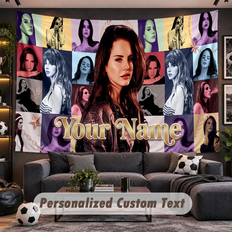 Wall Hanging Tapestry Custom NameLana Del Rey Pattern Personalized Printed Fabric Wall Decor