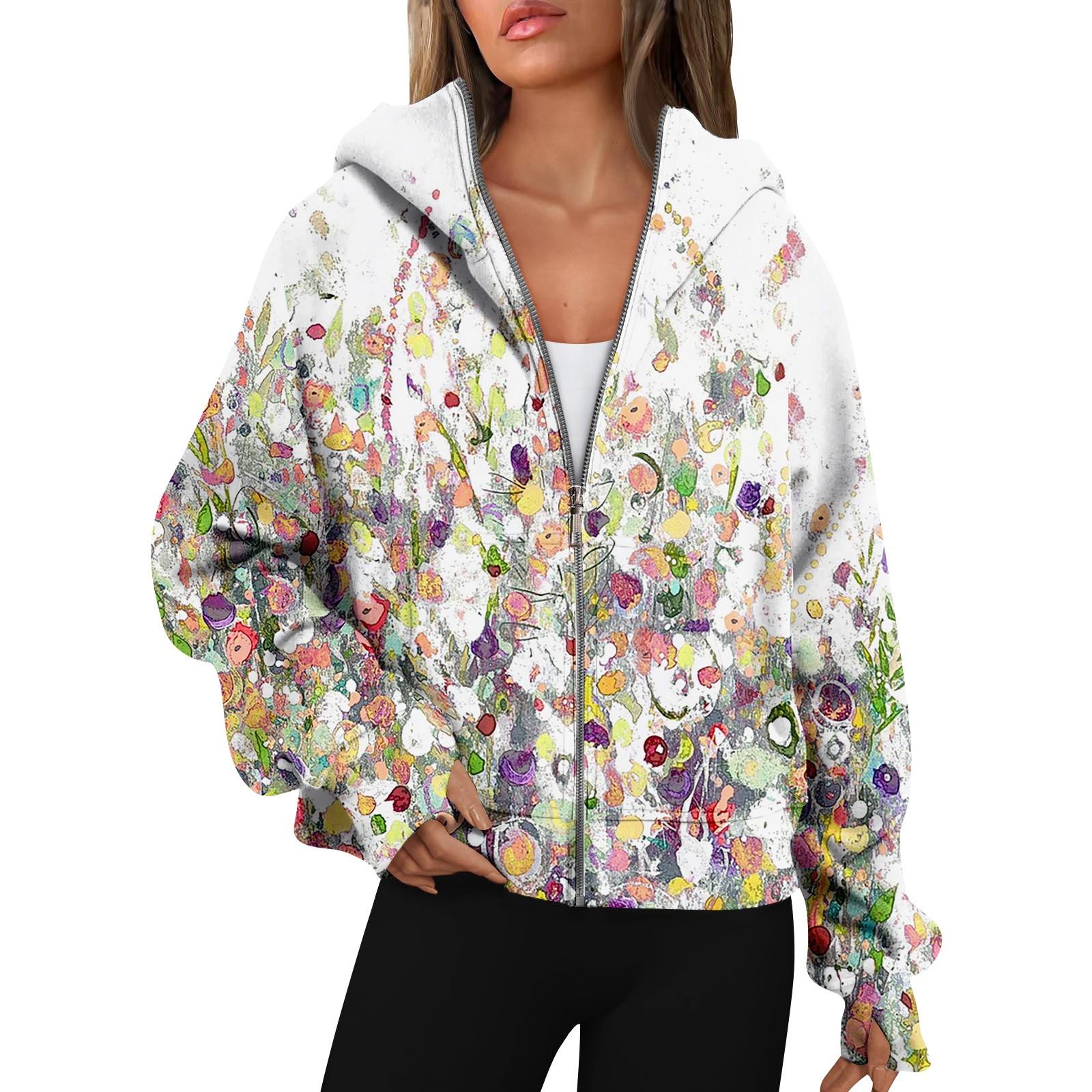 

Жіночі толстовки з довгим рукавом, повсякденні світшоти на повну блискавку, світшоти з дірками для великого пальця, куртки з кишенями L