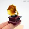 Vintage Phonograph Miniature Model Collectible Scale Item Dollhouse Living Room Decor Kids Pretend Play Toy Ornament Gift