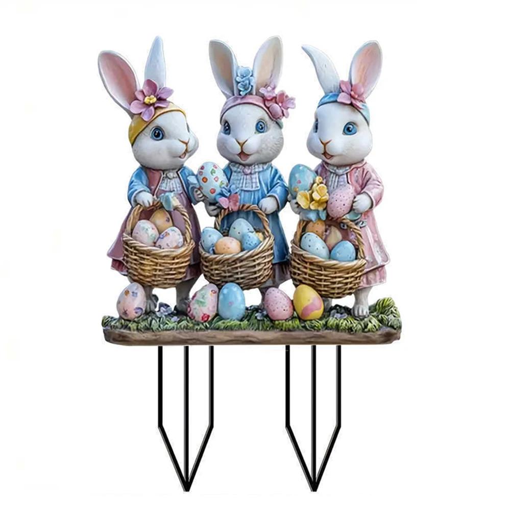 Easter Acrylic Garden Stake Decoration Multi-Function Yard Ornaments Waterproof Courtyard Statue for Outdoor Decoration