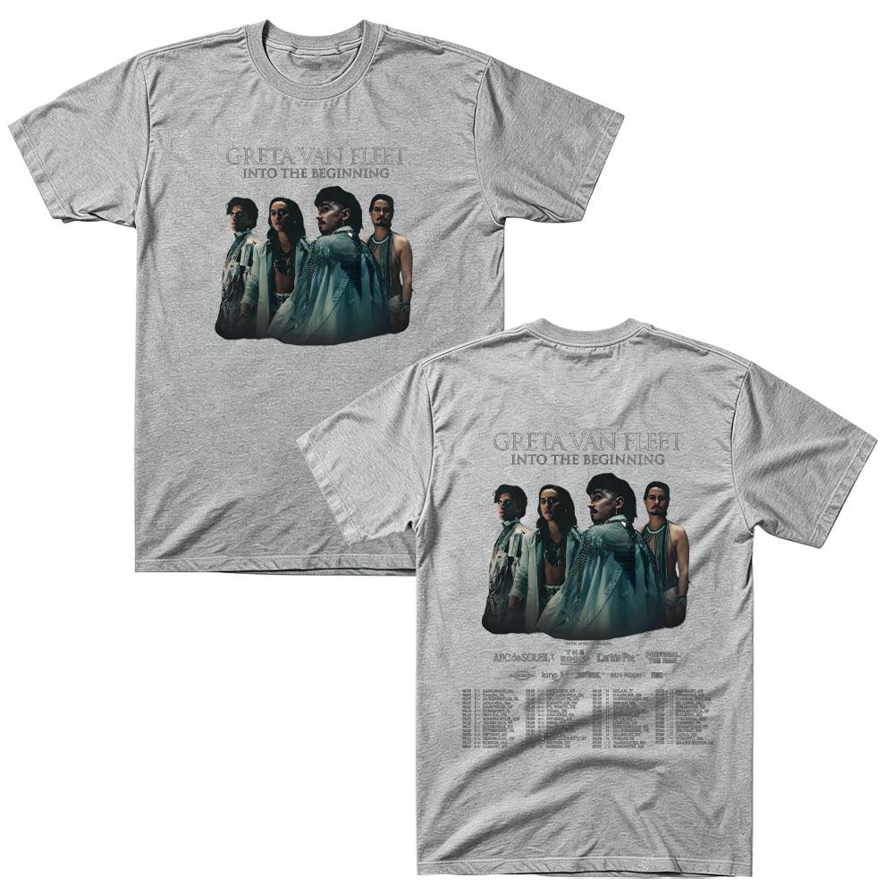 Greta Van Fleet Into The Beginning Tour T Shirts Cotton Unisex Graphic Tee Men Women Rock Band Short Sleeve Concert Merch Tshirt High Quality Tops