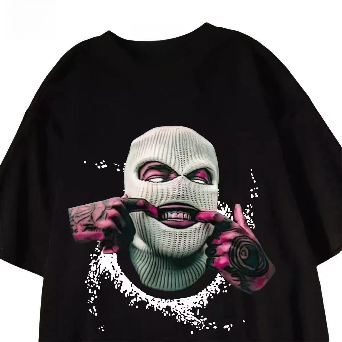 

2025 Autumn Winter Cotton Skin-friendly T-shirt Suitable for Both Men and Women American Printing Loose Trend Large Size T-shirt S