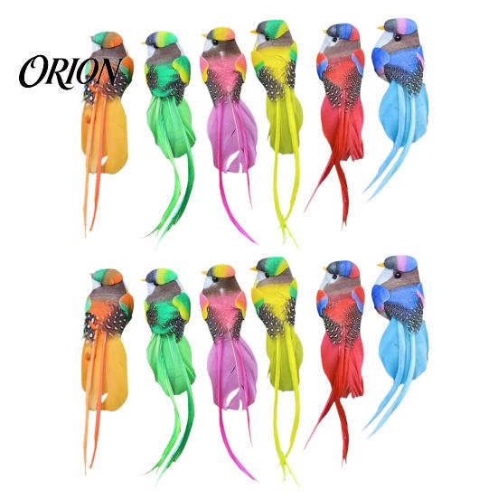 Artificial Birds for Micro Landscape Ornaments 12Pcs Pearl Birds, Feather Bird Ornament with Clip, Decorative Potted Plants And Moss Realistic