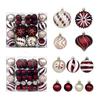 48PC Flocked Velvet Christmas Tree Ball Ornaments Set