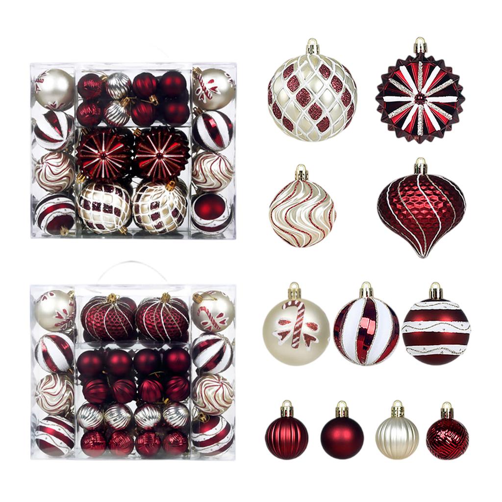 48PC Flocked Velvet Christmas Tree Ball Ornaments Set