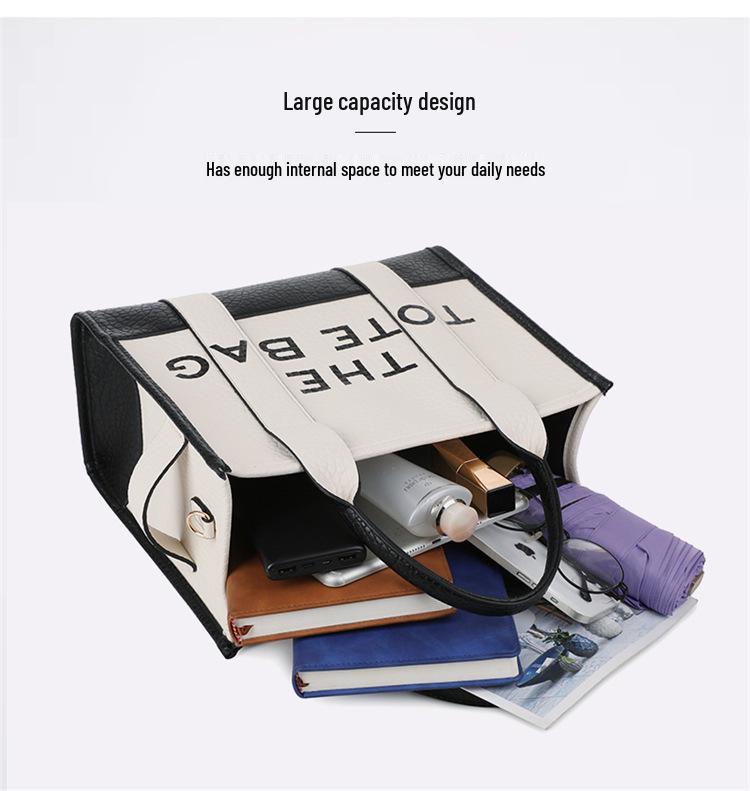 Dvoubarevná evropská a americká módní velká tote taška přes rameno a crossbody