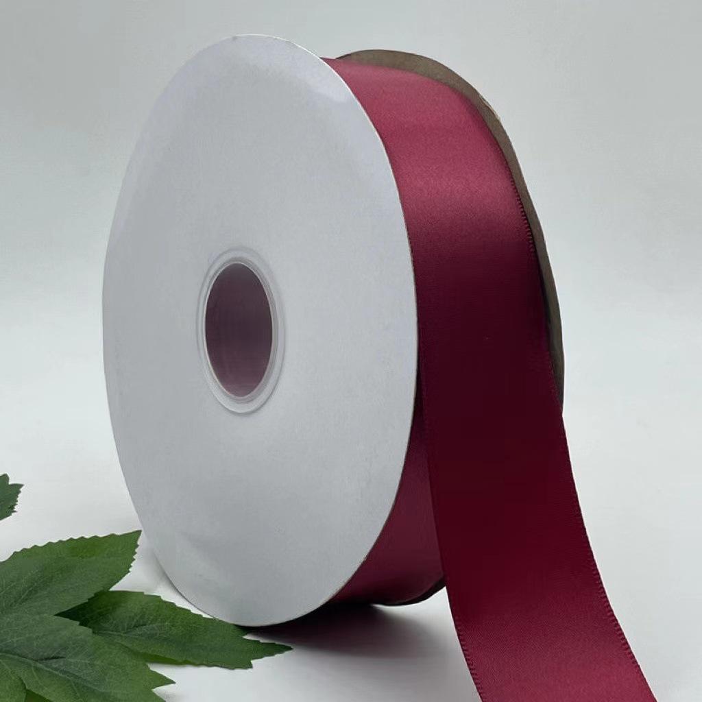 0.6-5cm Wine Red Polyester Ribbon for Gift Box Packaging, Floral Decoration, and Baking.