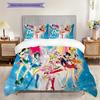 Süßes Cartoon-Thema Sailor Moon Tsukino Usagi Cartoon bequemer Heim-Bettbezug und Kissenbezug (1 * Bettbezug + 2 * Kissenbezug, ohne Füllung)A2