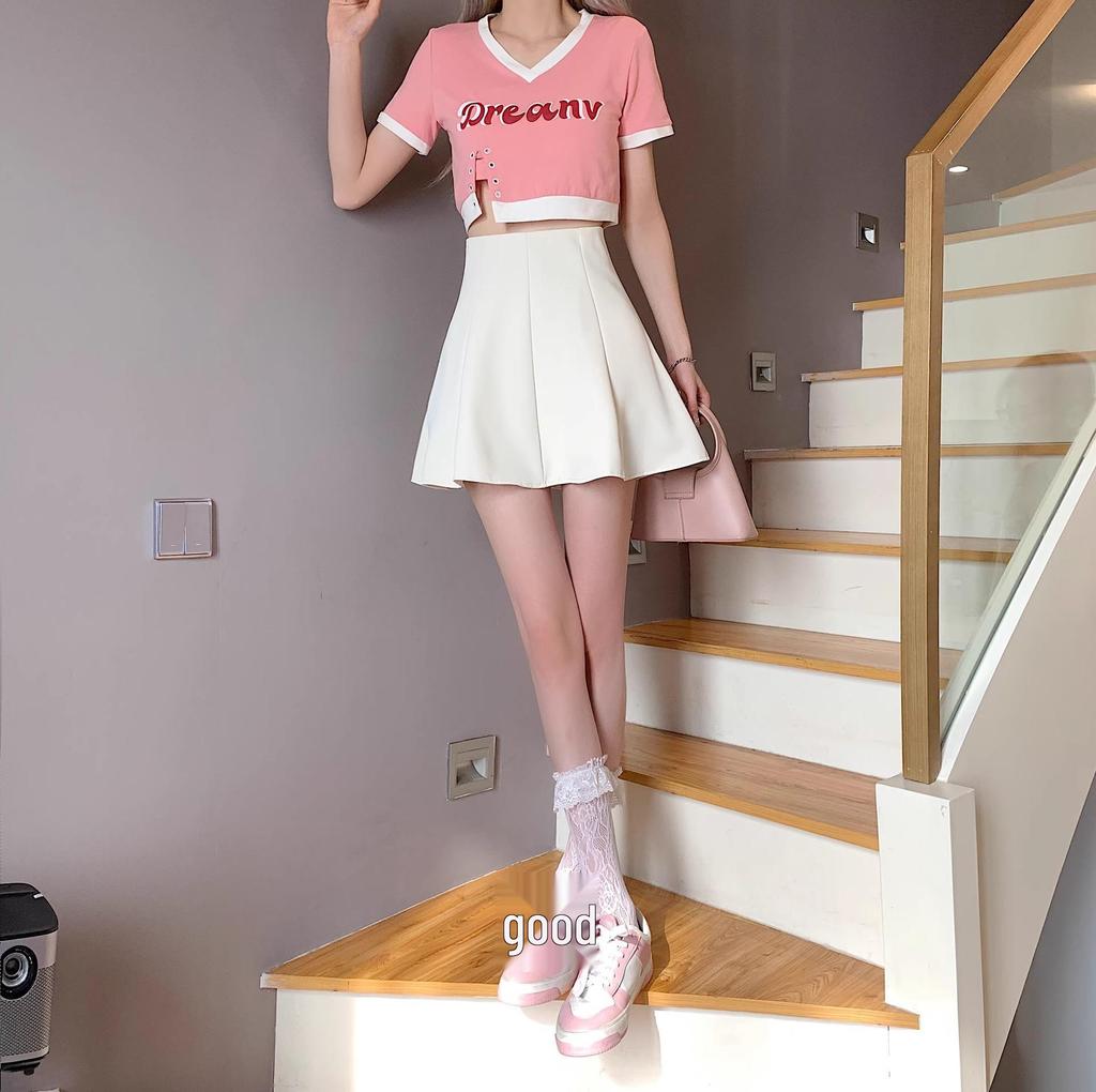 2026 A-Line High-Waisted Mini Skirt - Slimming, Fluffy Hem, Waist-Cinched Women's Spring/Summer Skirt Set