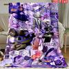 The Amazing Digital Circus Jax Flannel Blanket, Pink Background Grinning Rabbit Character Cozy Throw