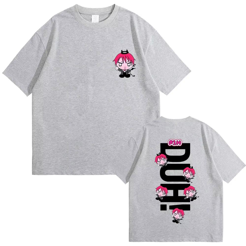 P1Harmony DUH Cartoon Stil Druck T-Shirts Herren Damen Koreanisches Kpop T-Shirt Männlich Hip Hop Mode Übergroße T-Shirts Streetwear