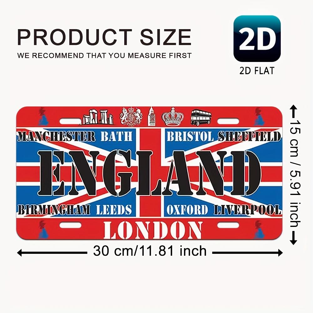 England UK City Collage Union Jack Themed Aluminum Metal Sign D Flat Printing Classic License Plate Style Wall Decor for Home 15x30cm(5.9x7.8inch)