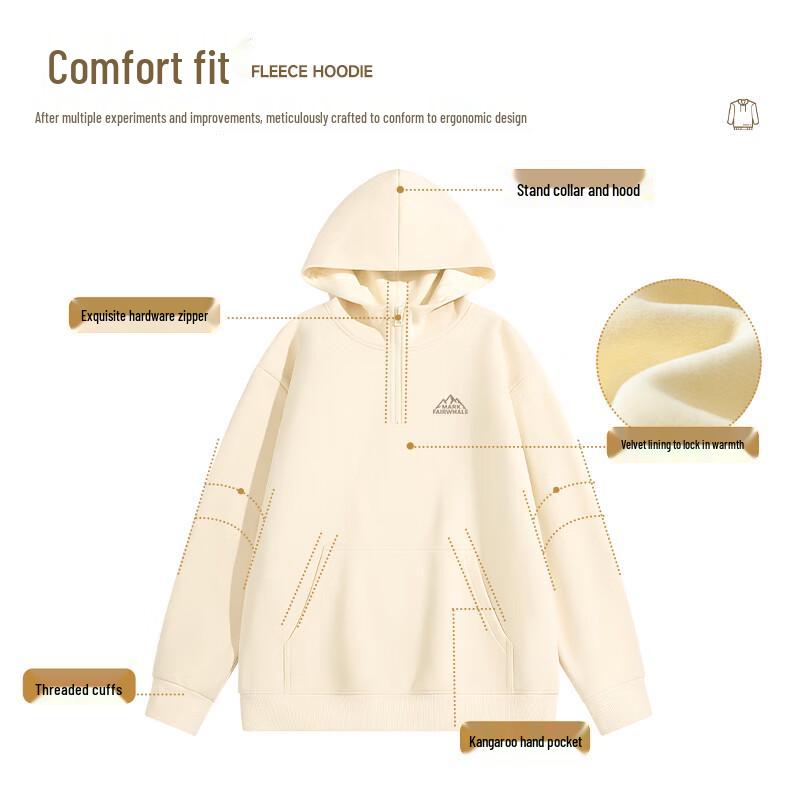 Mark Fairwhale Men's 2025 Autumn/Winter Half-Zip Fleece Hoodie