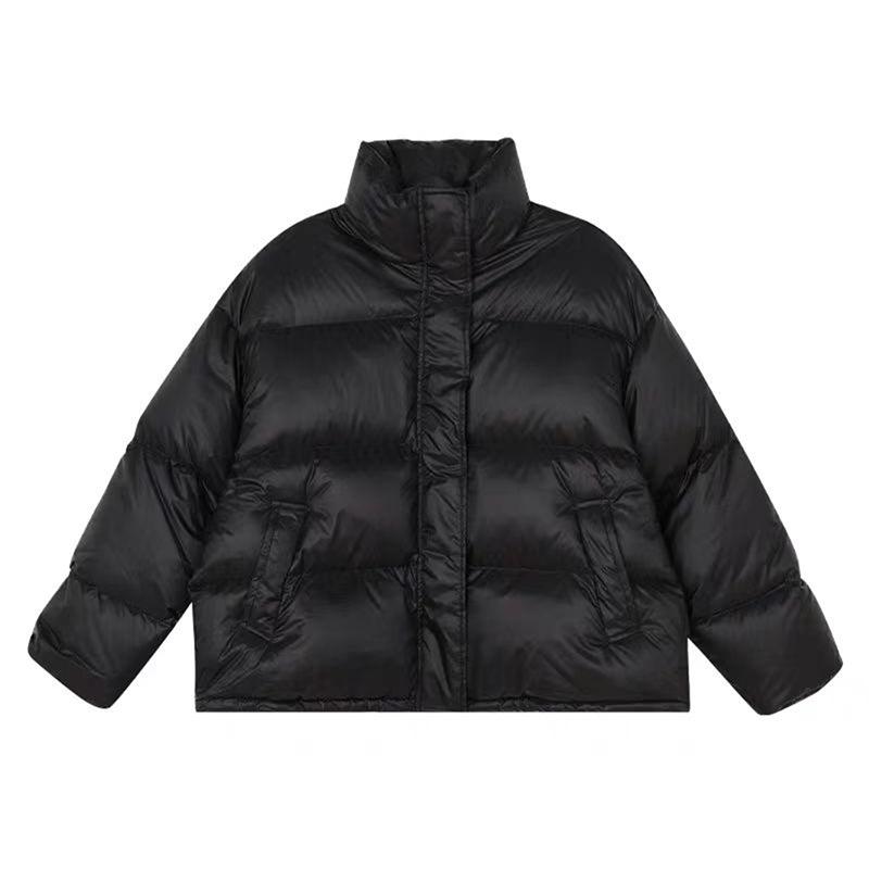 95 weiße Entendaunen hochwertige kurze Daunenjacke Damen 2024 Winter verdickte Taschenabdeckung Stehkragen lässig warme Brotjacke