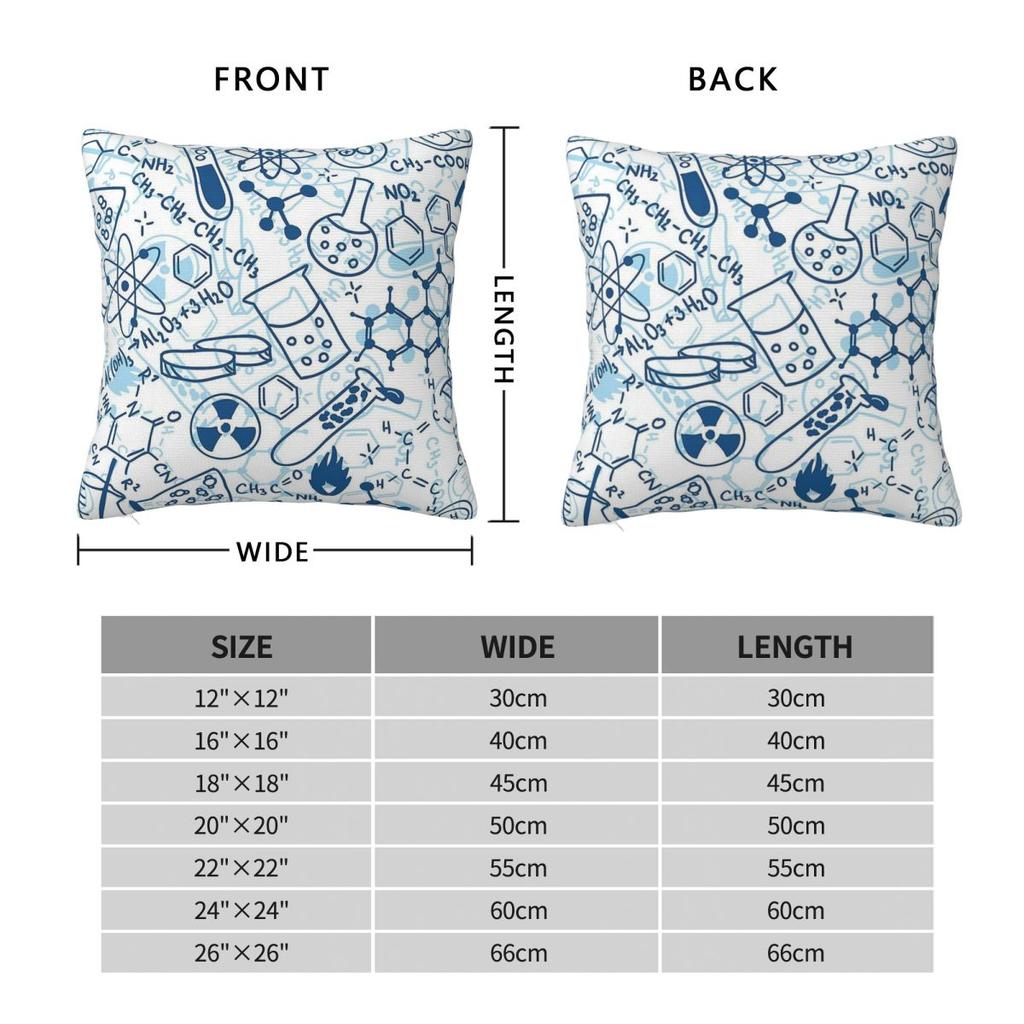 Chemistry Science Square Pillowcase Polyester Linen Velvet Creative Zip Decorative Pillow Case Sofa Seater Cushion Cover 18"