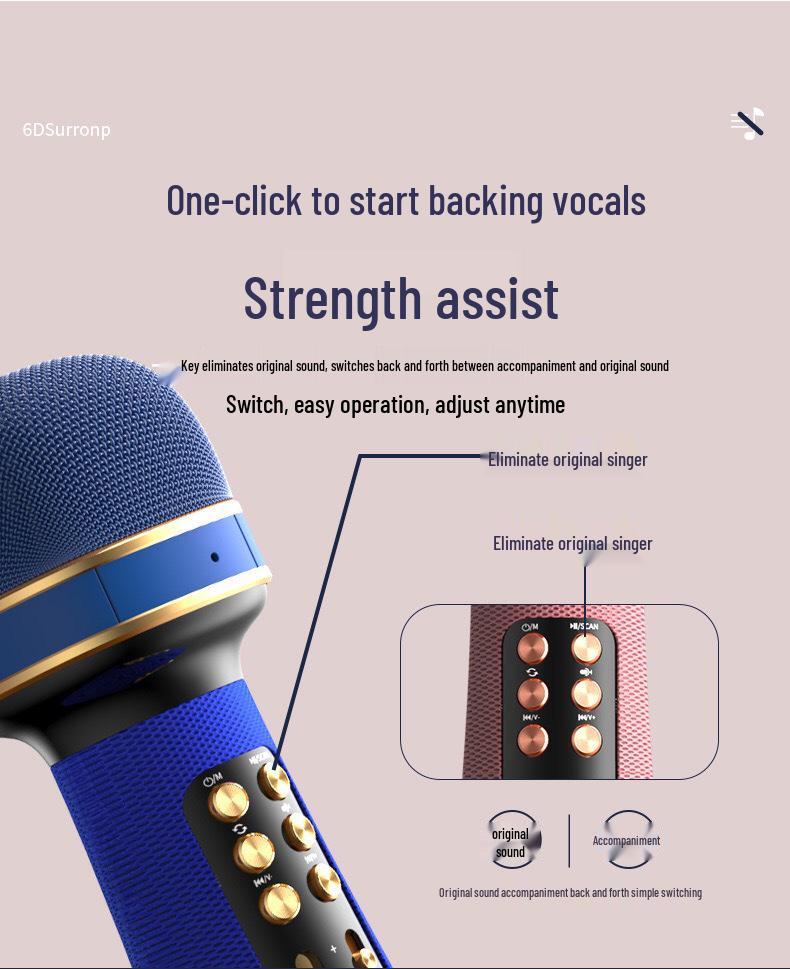 WS-898 Bluetooth Wireless Home Microphone with Built-in Speaker for Karaoke Apps