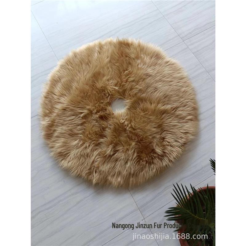 80cm White Christmas Tree Skirt: Plush Wool Holiday Decoration