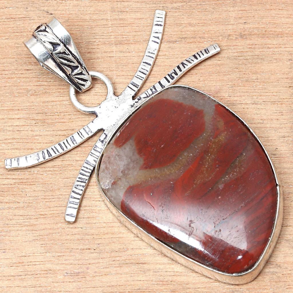 Pendant Designer Jasper Gemstone Valentine'Day Ethnic Silver Jewelry 2.25"