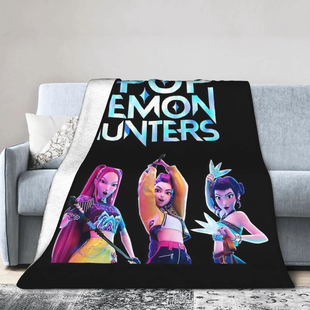 Derpy Blue Tiger Plush Blanket KPop Demon Hunters Creative Throw Blankets for Bed Sofa Couch 200x150cm Quilt
