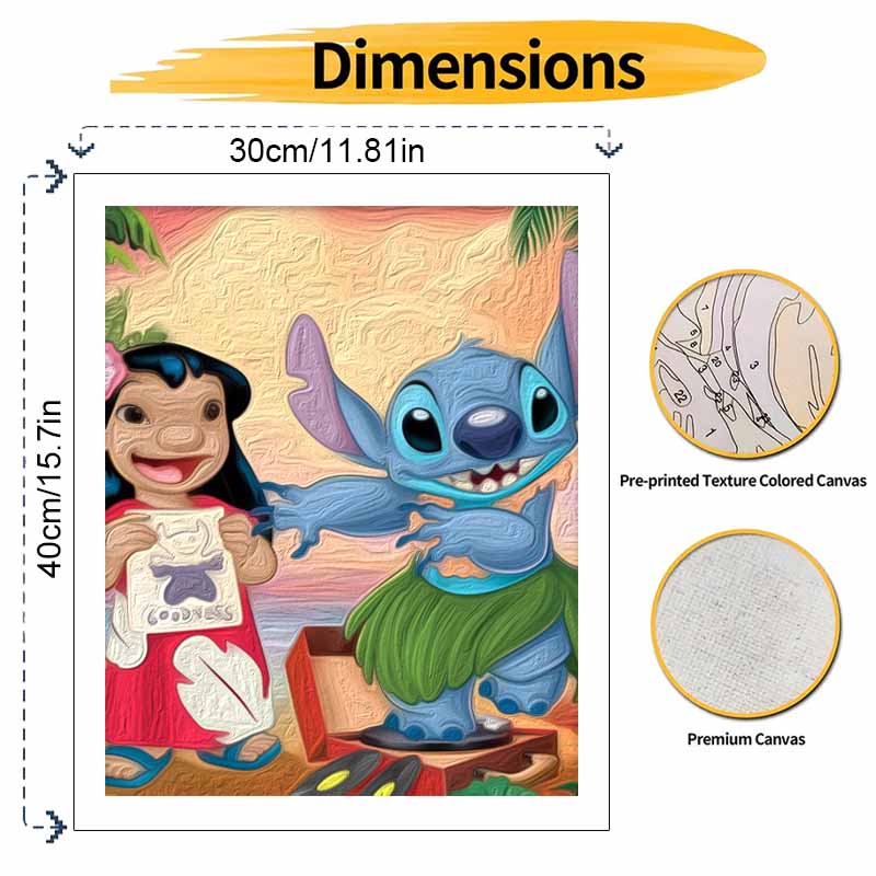 Disney oil painting Lilo and Stitch painting art handmade diy painting home decoration gift