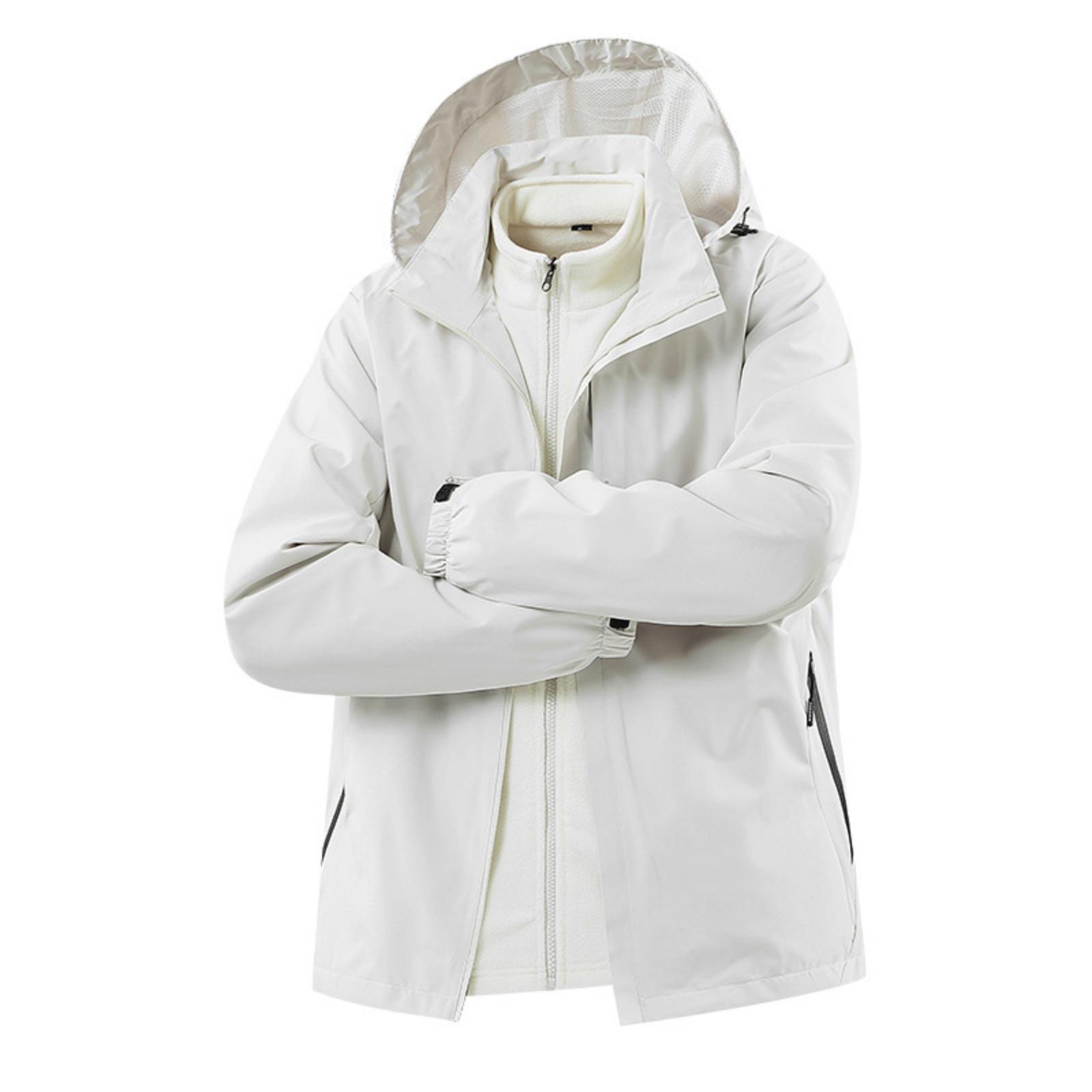 

Men s Casual Solid-color Outdoor Sports Down Jacket, Men s Windproof And Breathable Three-piece Hooded Zipper Jacket L бежевый