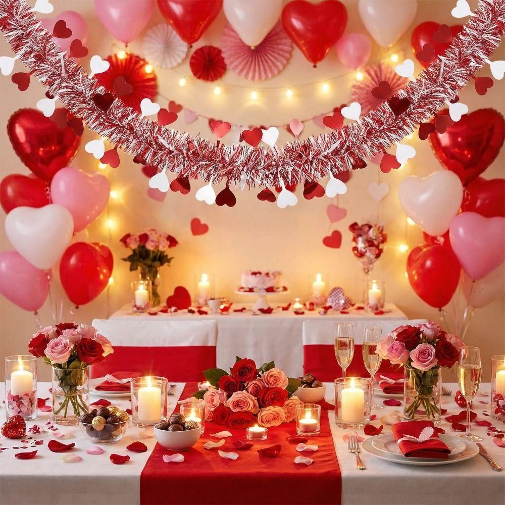 Love Sequins Heart Tinsel Garland 2M Hanging Decor Colorful Valentines Garland  Festival Mantel