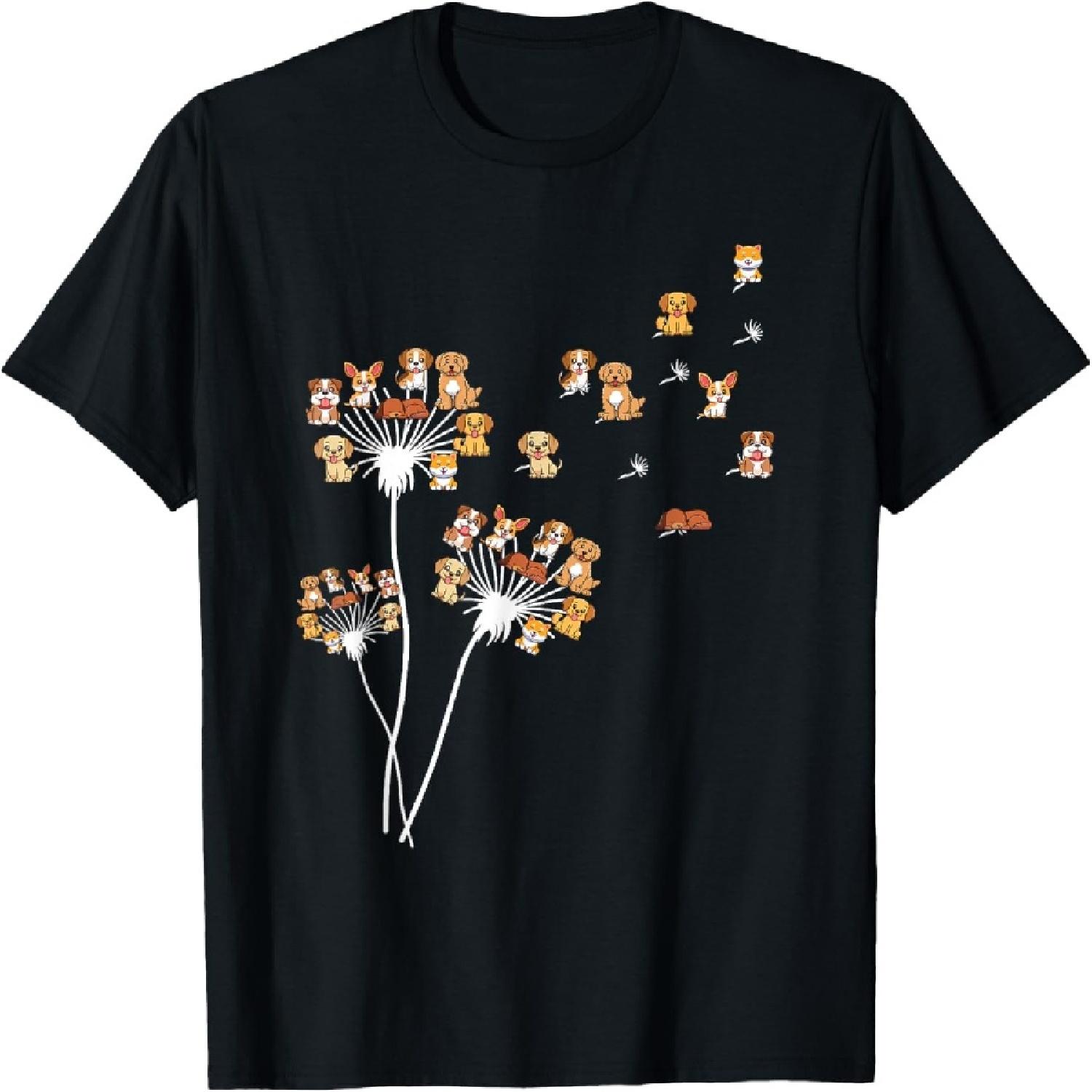 

Dandelion Flowers Blowing Away Dog Dogs Paw Print Men Women Kids T-Shirt XXXXXL різнокольоровий