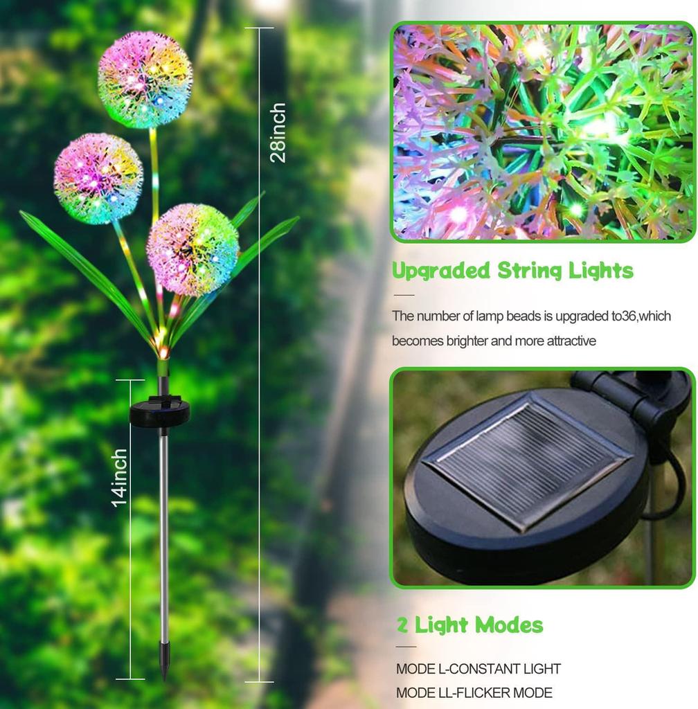 Solar Dandelion Flower Courtyard Light - Outdoor Decorative Onion Ball Atmosphere Lamp