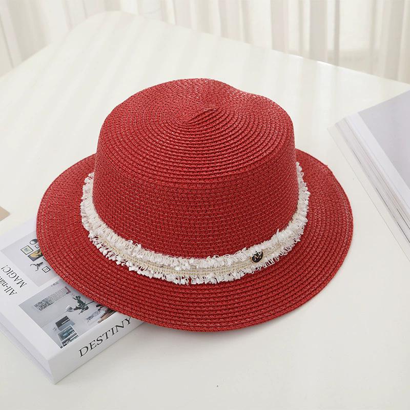 New Women's Summer UV Protection Sweet Ribbon Seaside Vacation Sunshade Bucket Hat Bow Large Brim Straw Hat