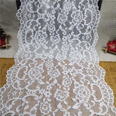 Width 24 Cm White Sexy Lace Trim Brocade Jacquard Stretchy Lace Fabric for Clothing Women Underwear and Lingerie