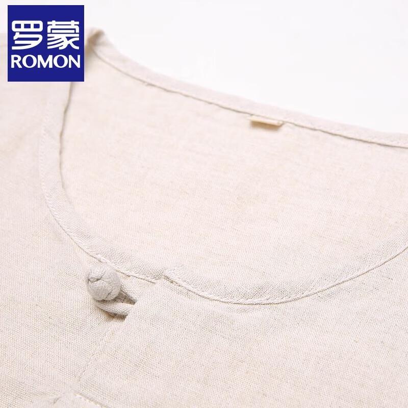 Luomeng Men's Linen Blend Round Neck T-Shirt