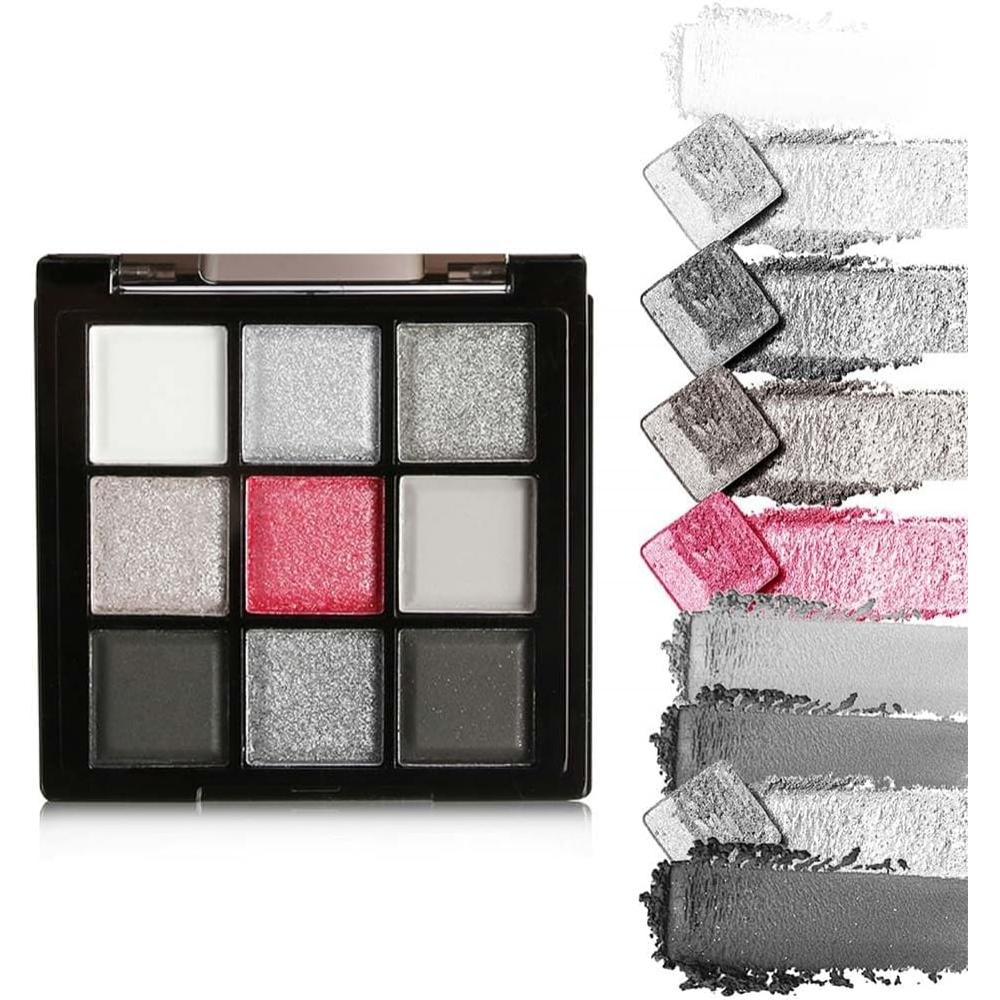 Unyoke Mini 9 Cool Shade Palette Black Smoky Matte Glitter Eyeshadow Palette