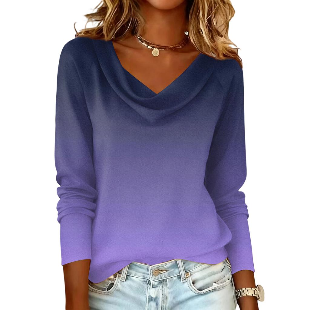 Γυναικείο casual φούτερ με στάμπα ντεγκραντέ και μακριά μανίκια