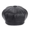 Beret Cap Faux Leather Adjustable Octagon Faux Leather Hats for Party