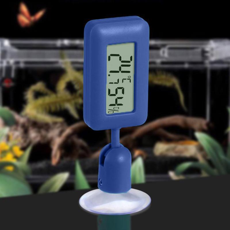 

360° Rotating Luminous Digital Reptile Thermometer Hygrometer With Suction Cup Temperature Humidity Meter Accessories one size синий
