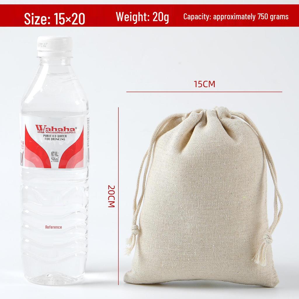 Cotton Linen Drawstring Canvas Bag, Single Layer Breathable Storage for Sundries