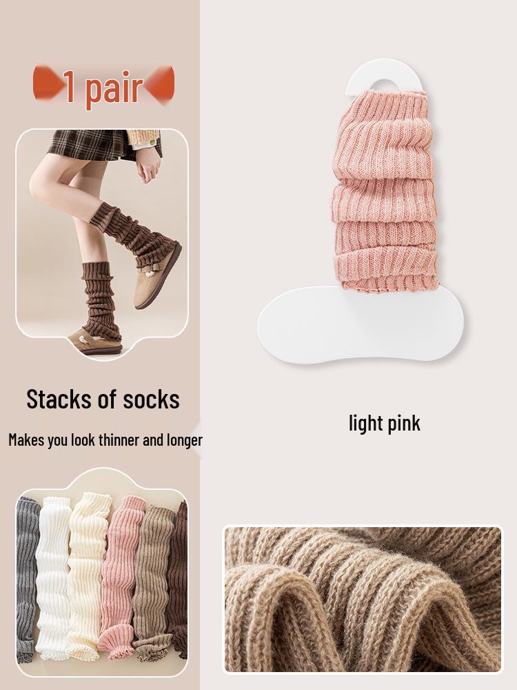 

Women s Autumn/Winter Thick Velvet Knitted Socks - Japanese Lolita Style, Solid Color Calf-Length One Size